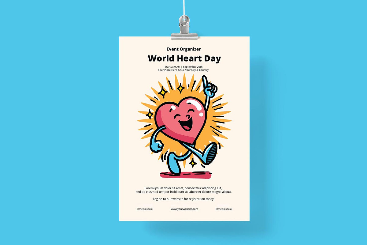 World Heart Day Poster/ Flyer, a Flyer Template by Juru Rancang Graphic (Photo 1 of 3)