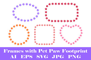 Frames with Pet Paw Footprint, an Animal Illustration by vikkishop