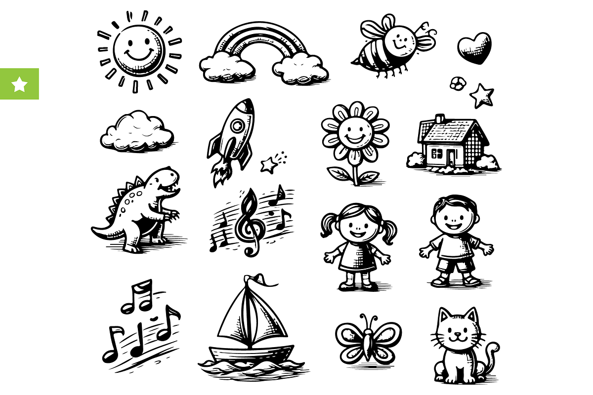 Kids Doodle Set, an Object Graphic by RT Studio (Photo 1 of 4)