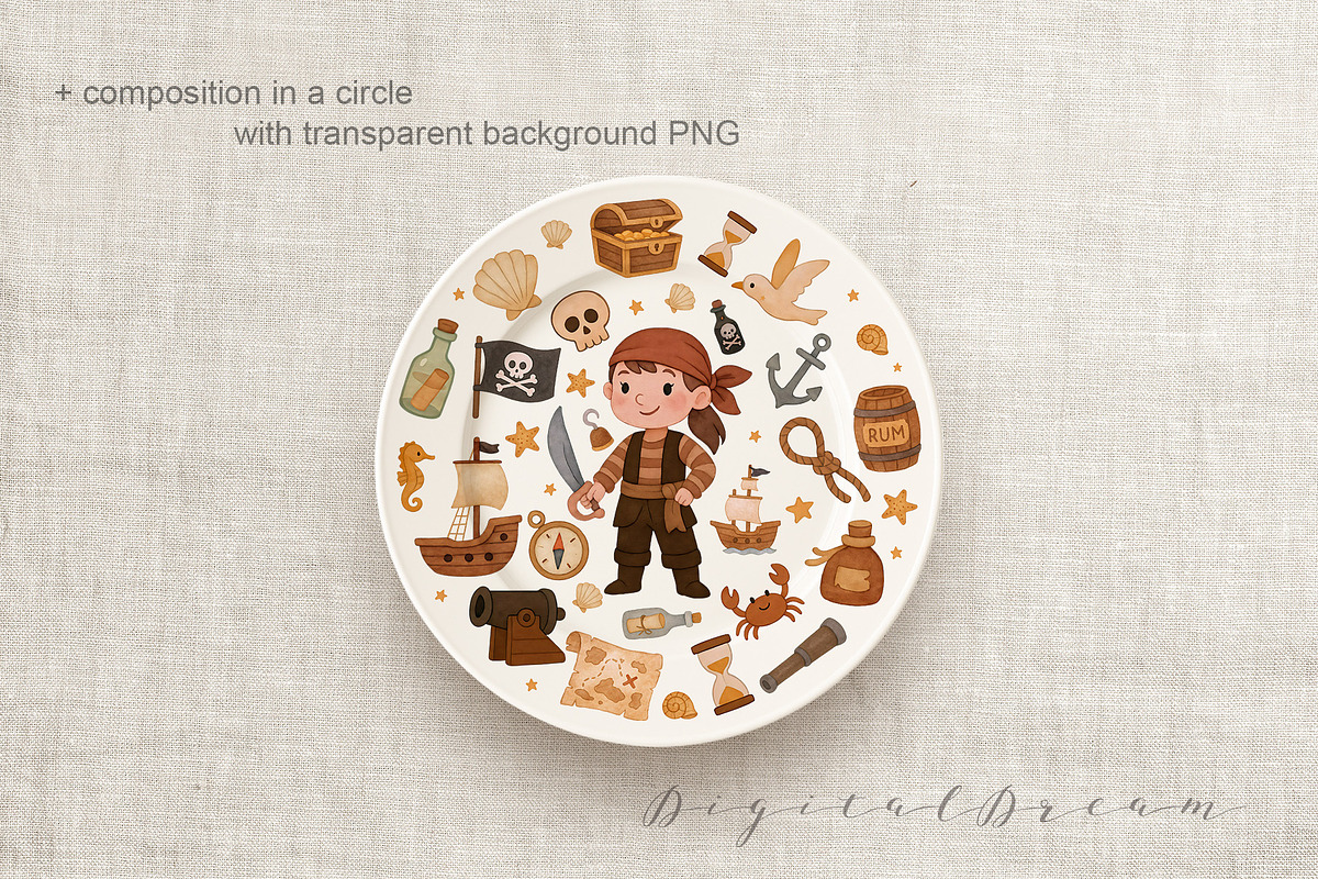 Pirate Party Clipart Set, a Wallpaper Graphic by DigitalDream (Photo 9 of 9)