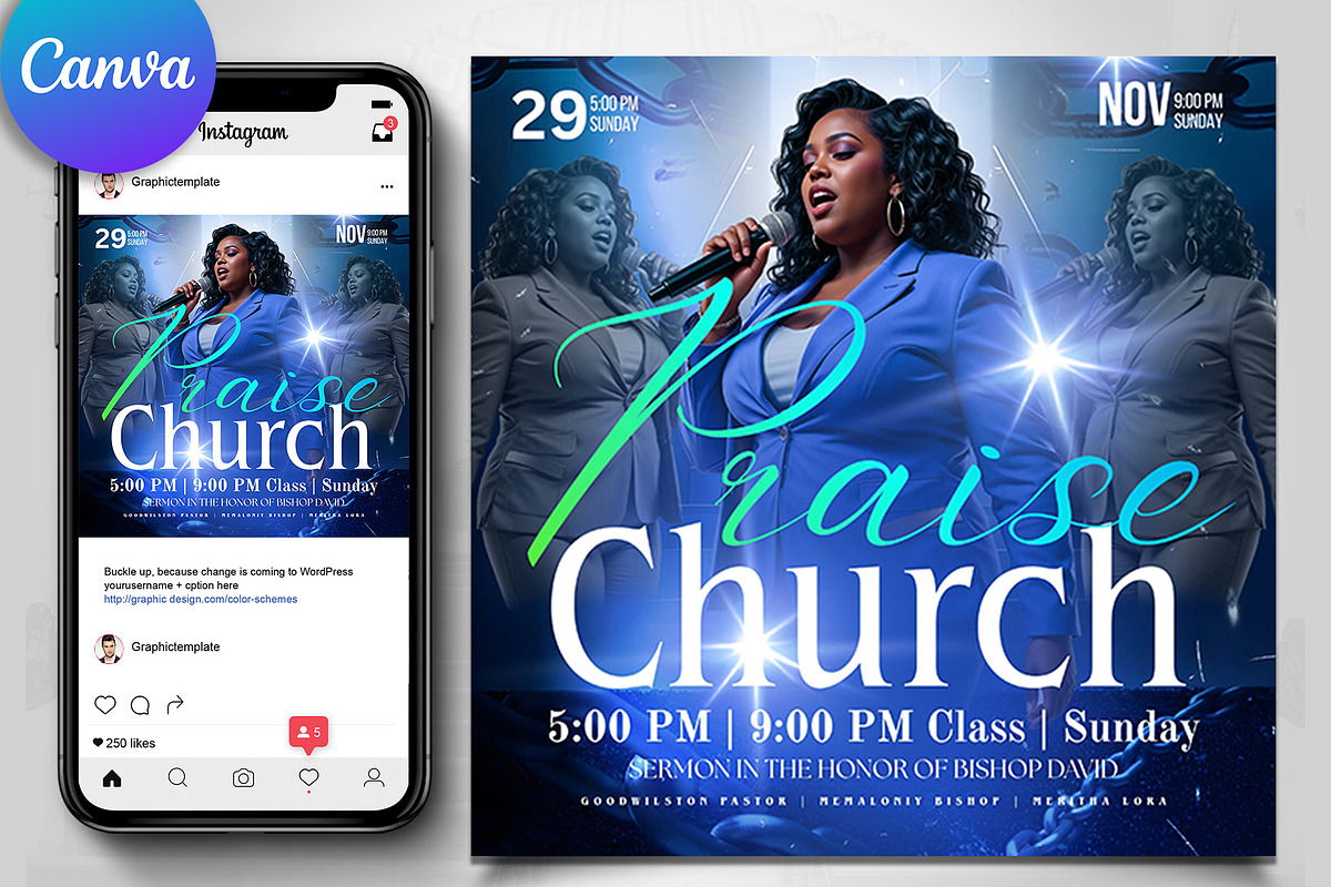 Church Praise Canva Flyers, a Flyer Template by Design Up (Photo 1 of 2)