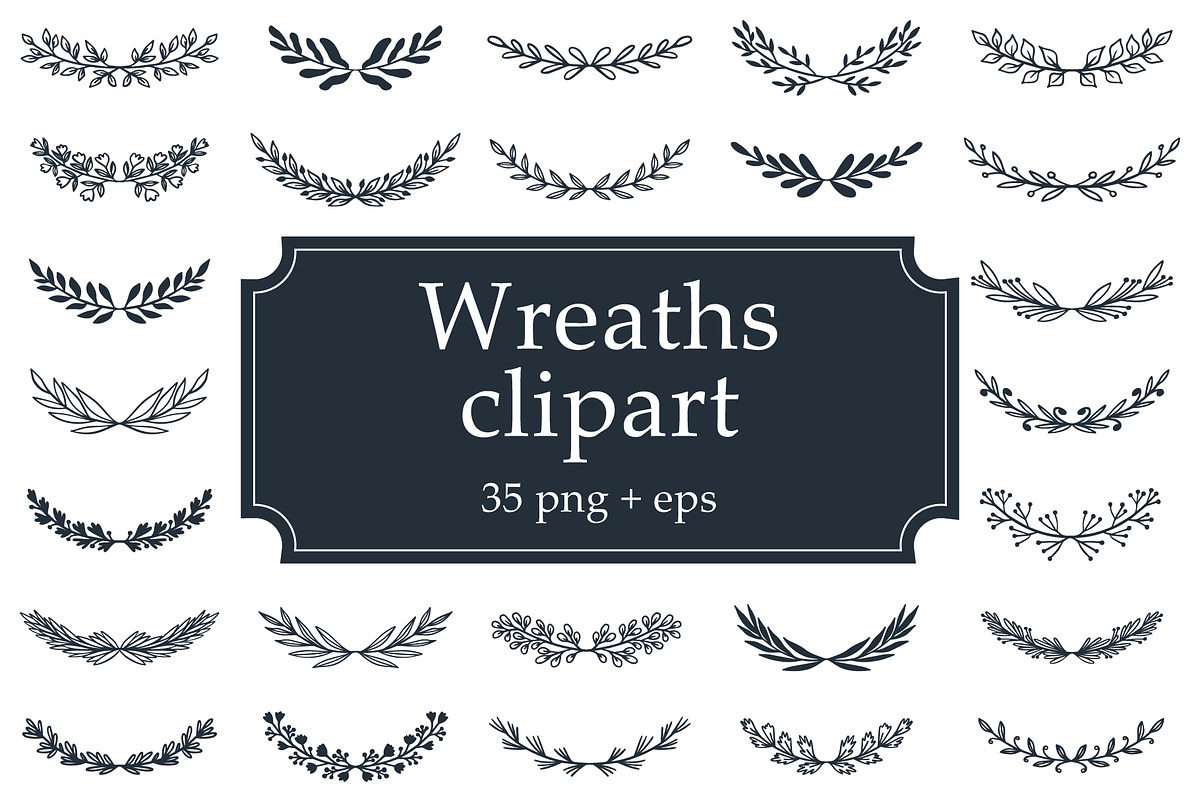 Hand Drawn Wreaths Clipart + BONUS, a Decorative Illustration by mejorana (Photo 1 of 6)