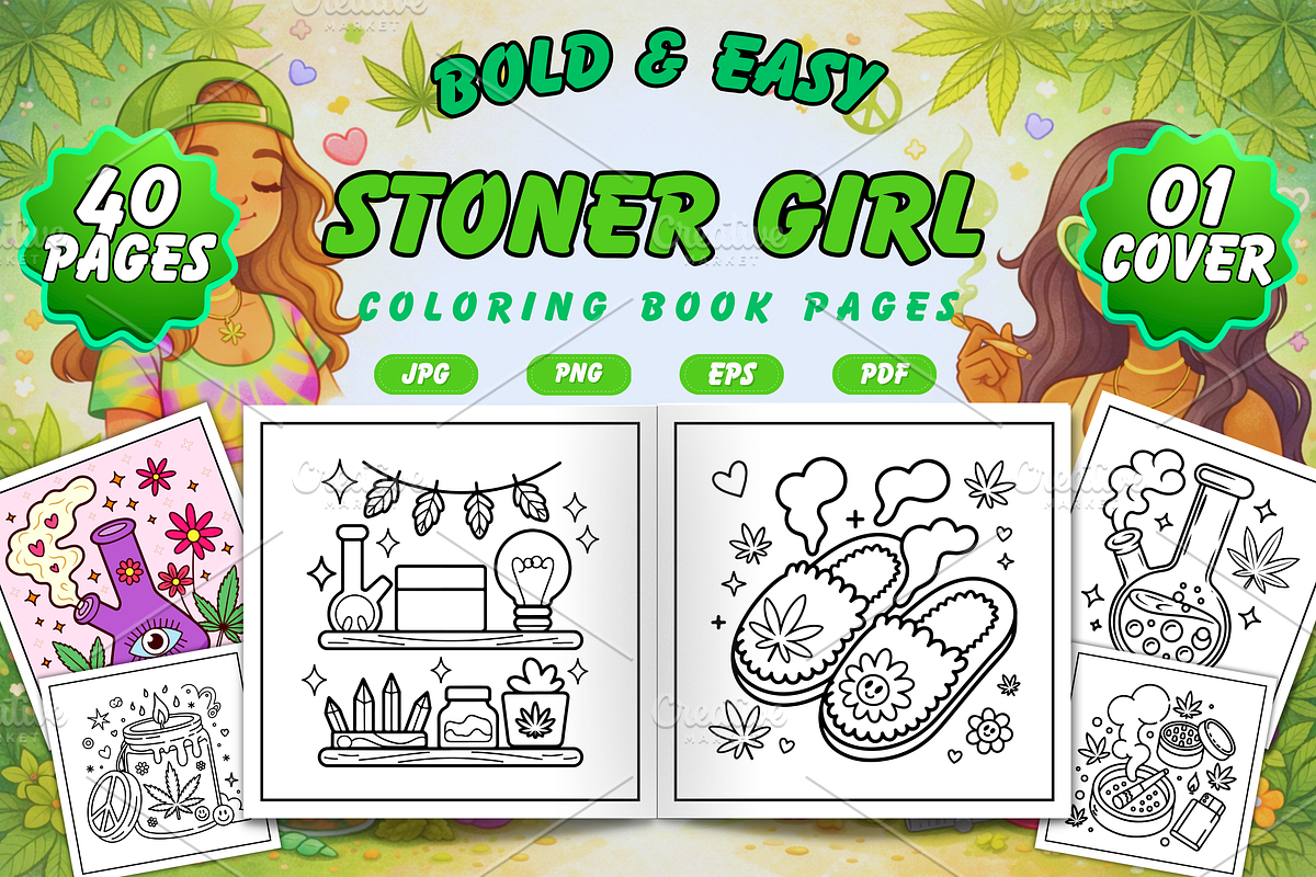 Bold & Easy Stoner Girl Coloring, a Person Illustration by Neon Studio (Photo 1 of 3)