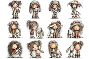 Easter Girl and Bunny Clipart, an Illustration by DreamArtGraphic (Thumbnail 4 of 4)