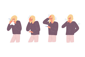 Woman with cold symptoms, a Healthcare Illustration by Good Studio