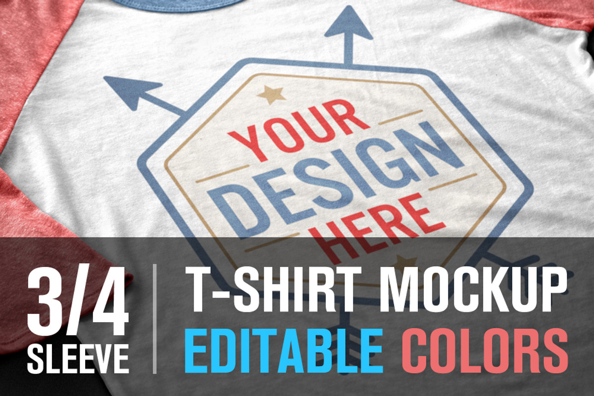 3/4 Sleeve T-Shirt Mockup, a Shirt Mockup by graphiklee (Photo 1 of 3)