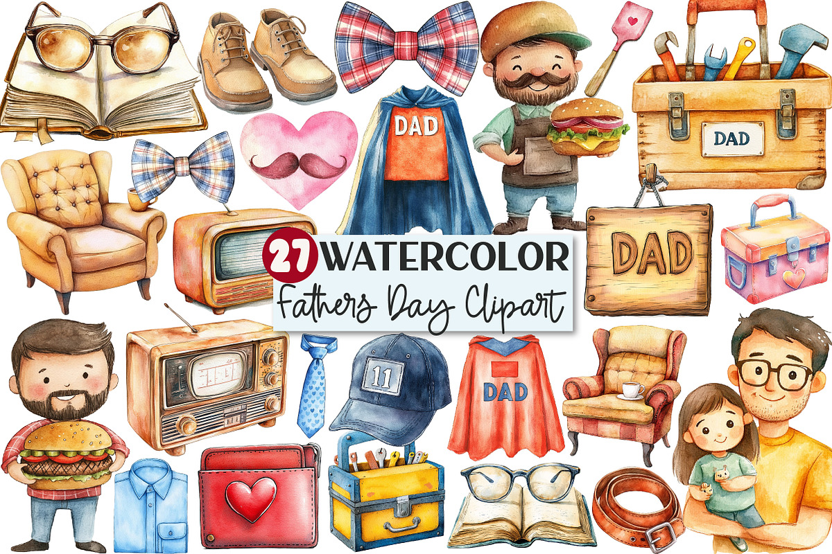Watercolor Fathers Day Clipart, an Illustration by Rose Art (Photo 1 of 4)