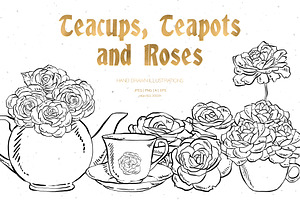 Tea Cups, Teapots And Roses