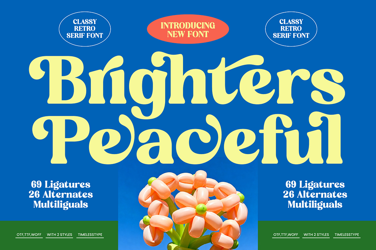Brighters Peaceful Retro Serif, a Serif Font by timelesstype.co (Photo 1 of 20)
