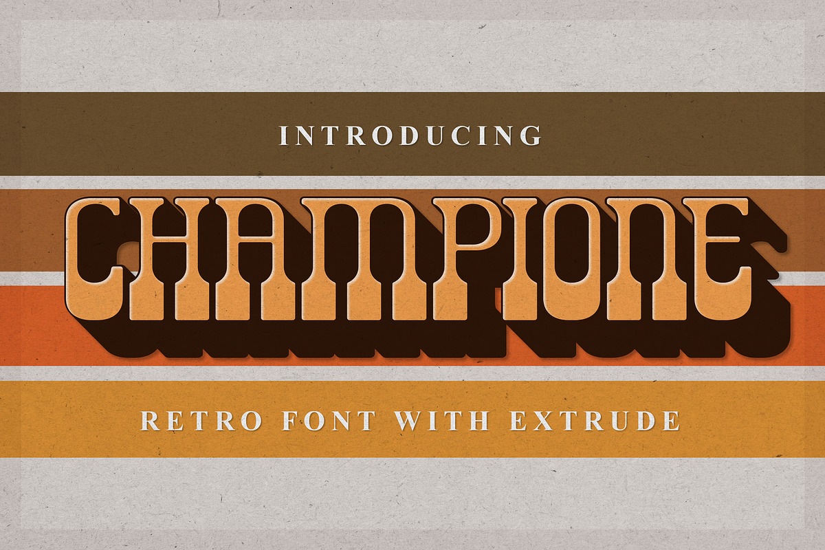 Champione | Retro Font with Extrude, a Serif Font by Almeera Std (Photo 1 of 12)