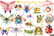 Watercolor Bugs Sublimation Clipart, an Illustration by DreamCafeArt (Thumbnail 1 of 7)