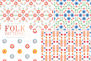 Watercolor Folk Seamless Patterns