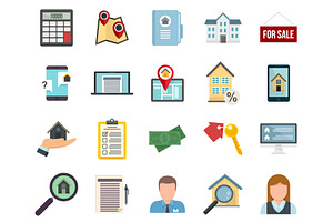 Realtor icons set flat vector, a Person Illustration by Ylivdesign