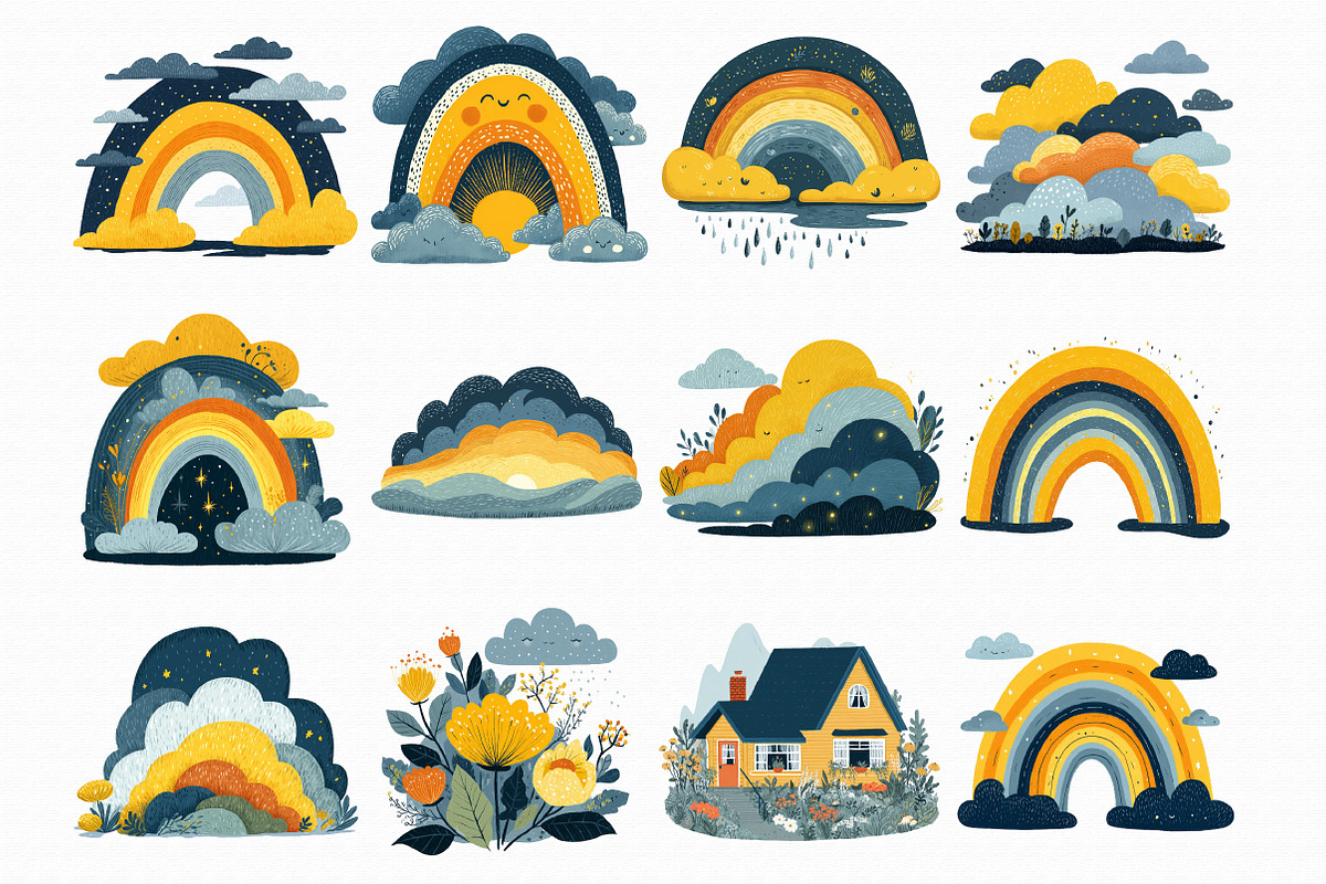 Cute Rainbow Clipart, an Illustration by Libby Wishes (Photo 2 of 7)
