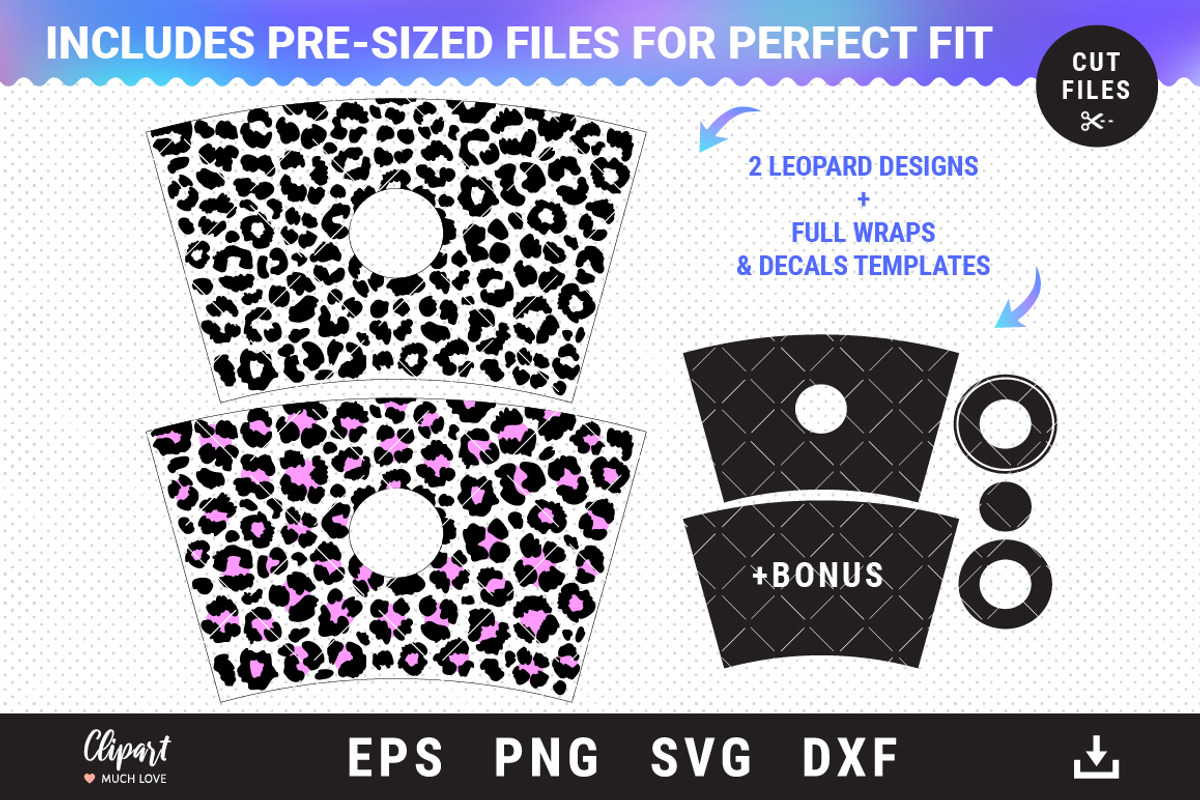 Leopard Pre-sized Wrap Cold Cup 24oz, an Object Graphic by ClipartMuchLove (Photo 2 of 4)