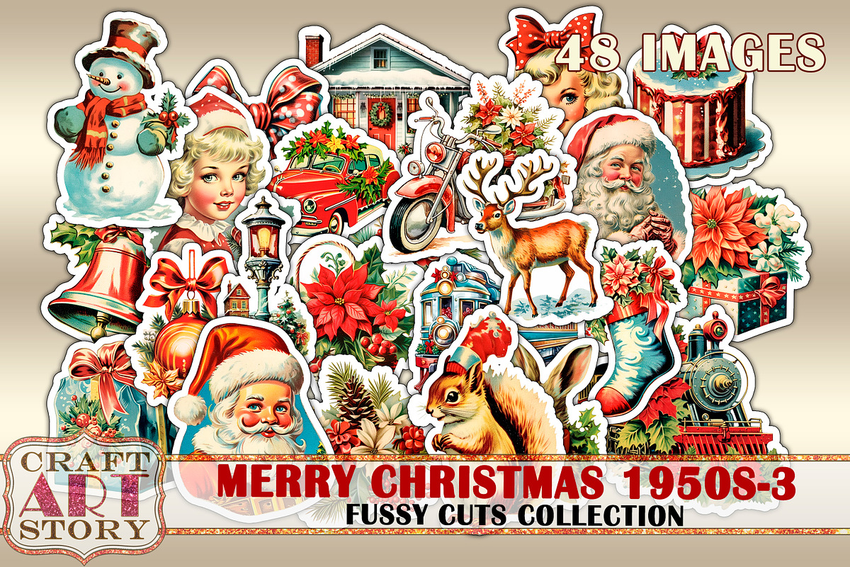 Merry Christmas Fussy-3 Cuts, a Person Illustration by CraftArtStory (Photo 1 of 6)