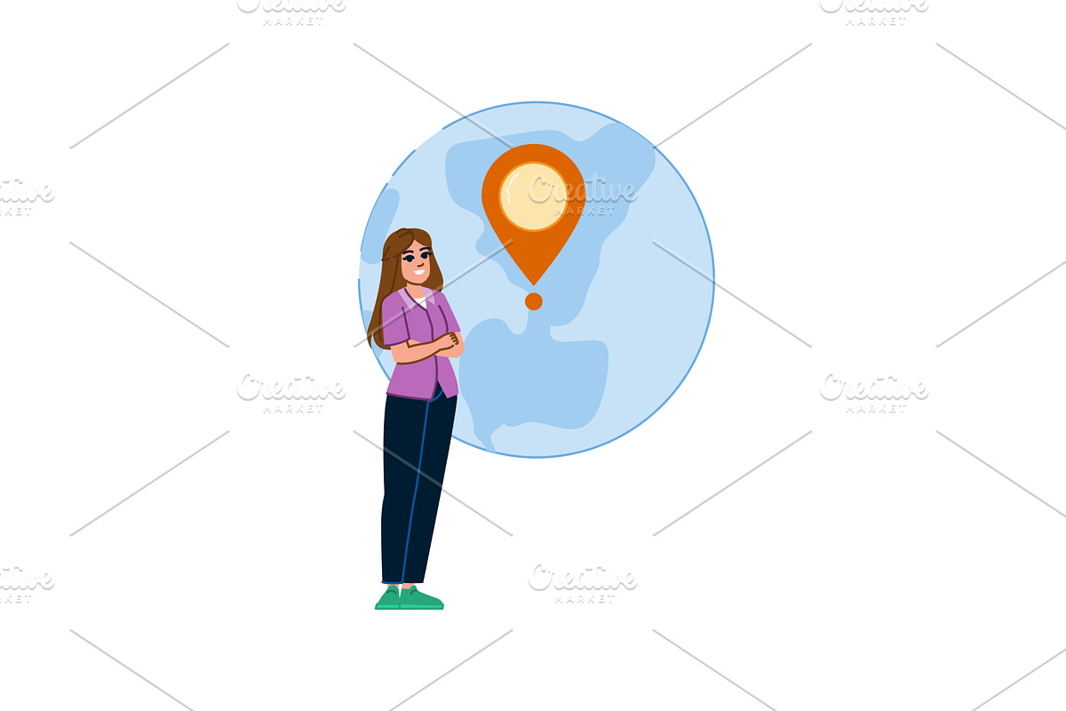 Young woman planning a trip around, an Object Illustration by pikepicture