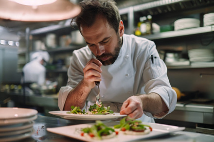 A man in a chefs uniform busy prepar, a Photo by Iftikhar Alam