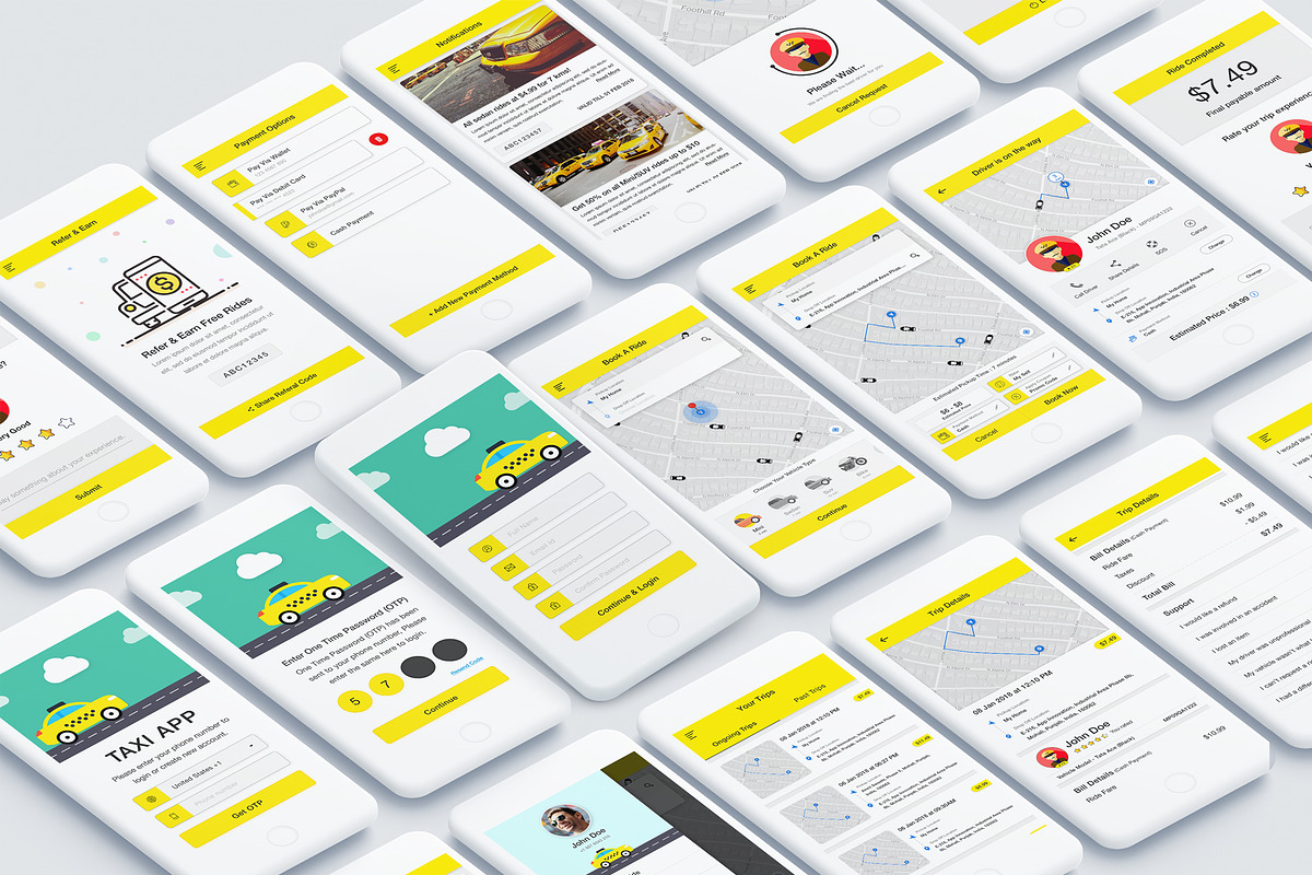 Taxi Booking App UI Kit, an UI Kit Template by App Innovation (Photo 5 of 7)