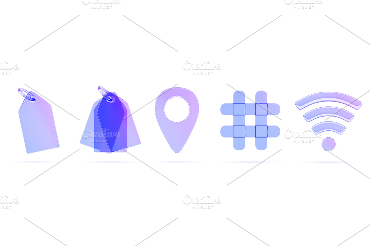 3d glass holographic transparent ui, an Object 3D Model by Marozhkastudio