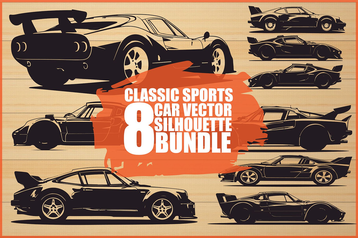 Sports Car Silhouette bundle, an Illustration by yasushie (Photo 1 of 9)