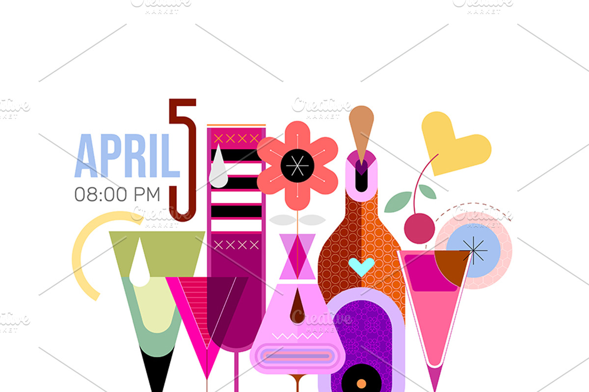 Cocktail Party Poster Vector Designs, a Decorative Illustration by danjazzia (Photo 2 of 9)