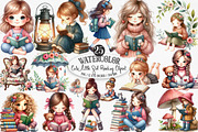 Cute Little Girl Reading Clipart, an Illustration by Designking (Thumbnail 1 of 4)