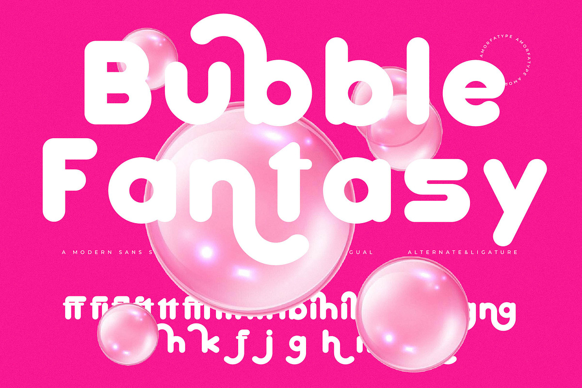 Bubble Fantasy Playful Sans Serif, a Sans Serif Font by AmorfaType (Photo 1 of 10)