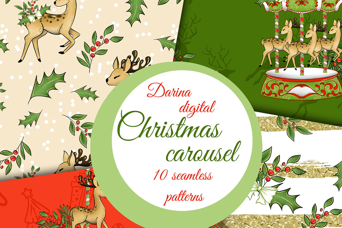 Christmas carousel clipart, a Pattern Graphic by DarinaDigital (Photo 1 of 6)