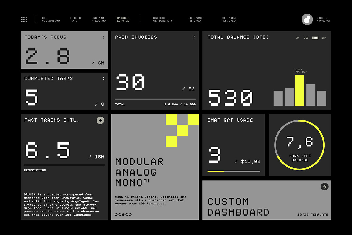 Brunea – Pixel Monospaced Font, a Sans Serif Font by Any-Type® Foundry (Photo 7 of 9)
