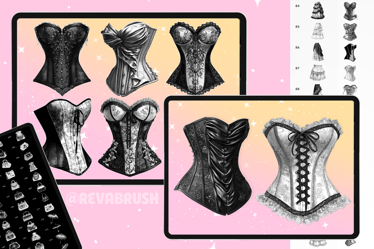 Procreate Vintage Clothes brushes, a Brush Add-On by Revabrush (Photo 3 of 10)