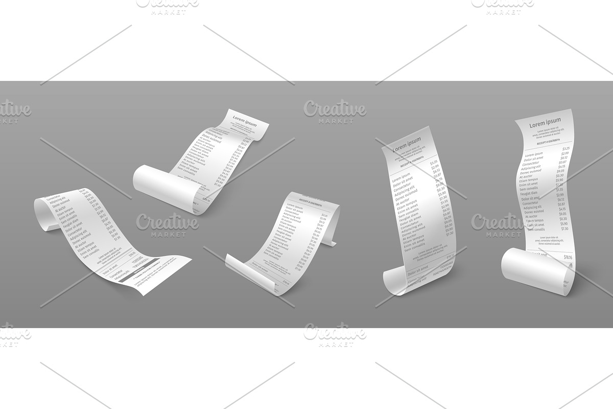 Long paper receipts set isolated on, an Object Illustration by art PVP - market