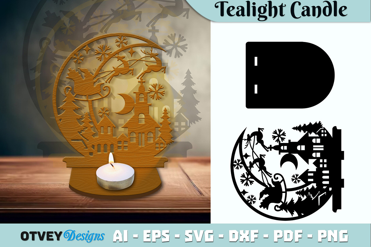 Crescent Santa Seligh Tealigh Candle, a Decorative Illustration by OTVEY DESIGN (Photo 8 of 13)
