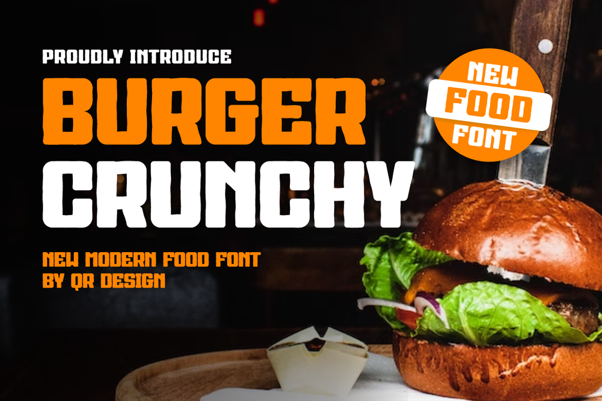 Burger Crunchy, a Sans Serif Font by QR Design Studio (Photo 1 of 8)