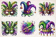 Watercolor Mardi Gras Clipart PNG, an Illustration by SinaCreation (Thumbnail 4 of 5)