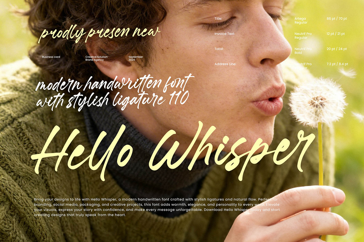 Hello Whisper Modern Handwritten, a Script Font by Letterena Studios Script (Photo 1 of 21)