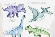 Watercolor cute dinosaurs set, an Animal Illustration by OrangePeafowlArt (Thumbnail 2 of 11)