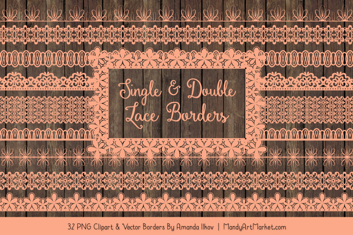 Peach Lace Clipart Borders, an Illustration by Amanda Ilkov (Photo 5 of 5)
