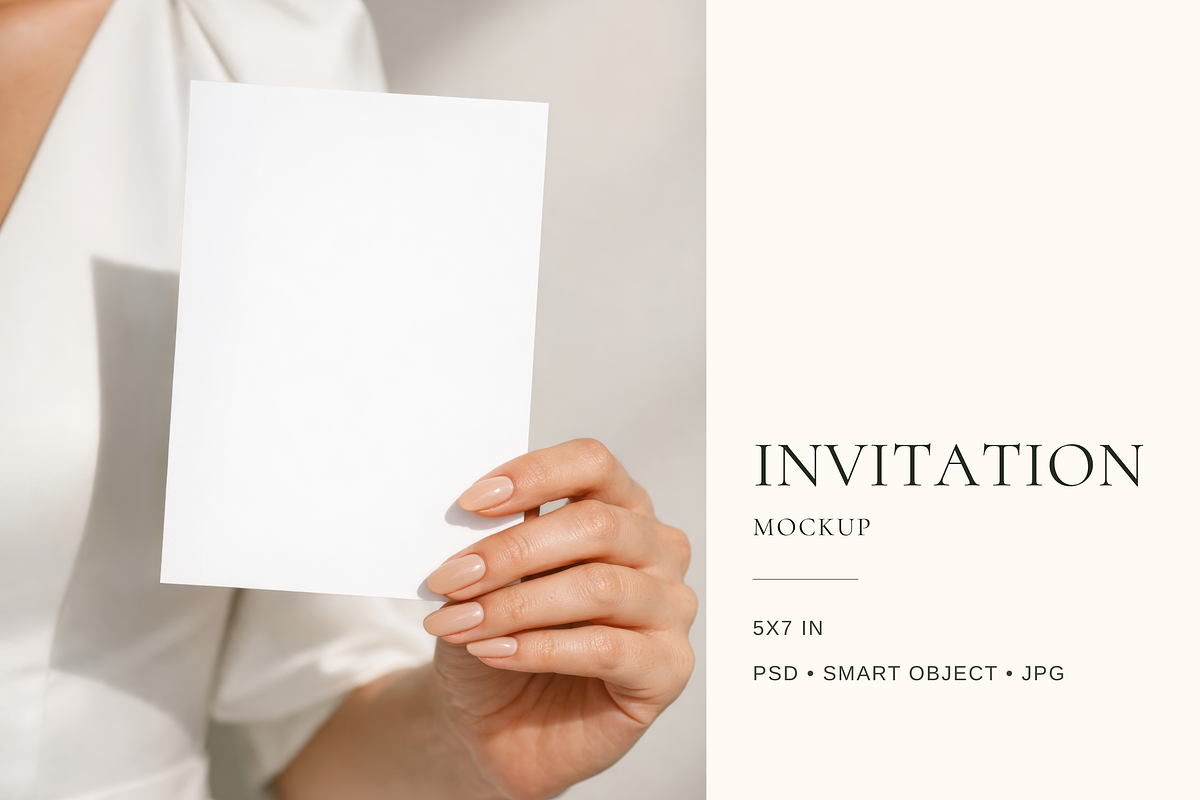 Handheld 5x7 Invitation Card Mockup, an Advertising Mockup by Serenefeeling (Photo 1 of 7)
