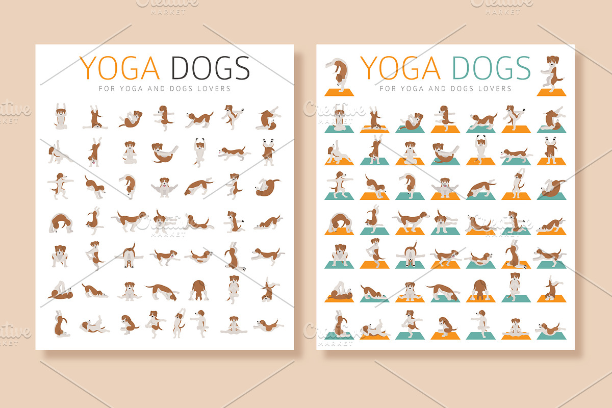 50 yoga dog poses, an Animal Illustration by pet design shop (Photo 3 of 7)