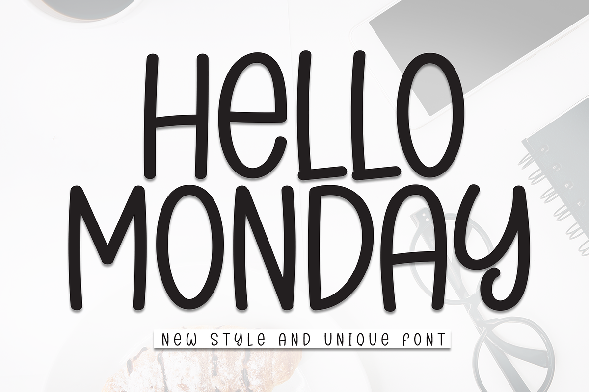 Hello Monday | Script Font, a Script Font by Scratchones (Photo 1 of 8)