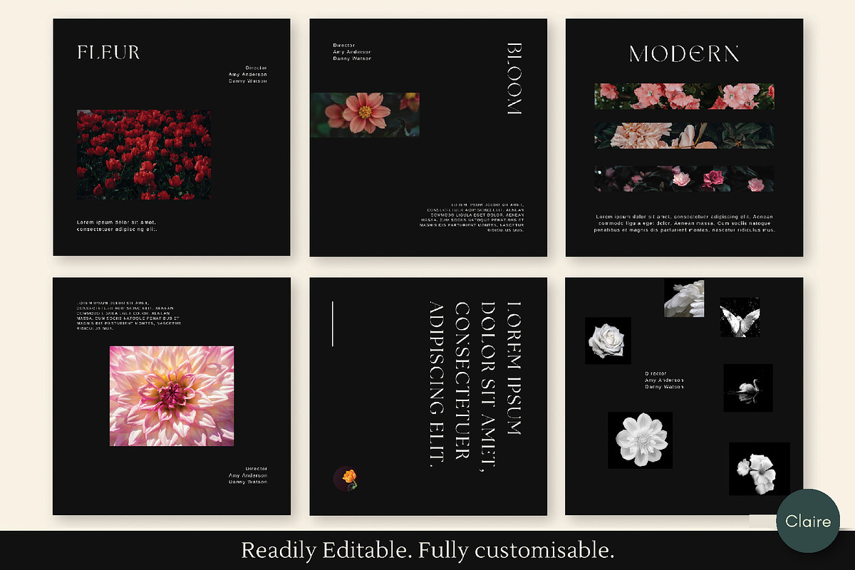 Dark Editorial Social Media Kit, a Social Media Template by Clairee Design Studio (Photo 2 of 7)