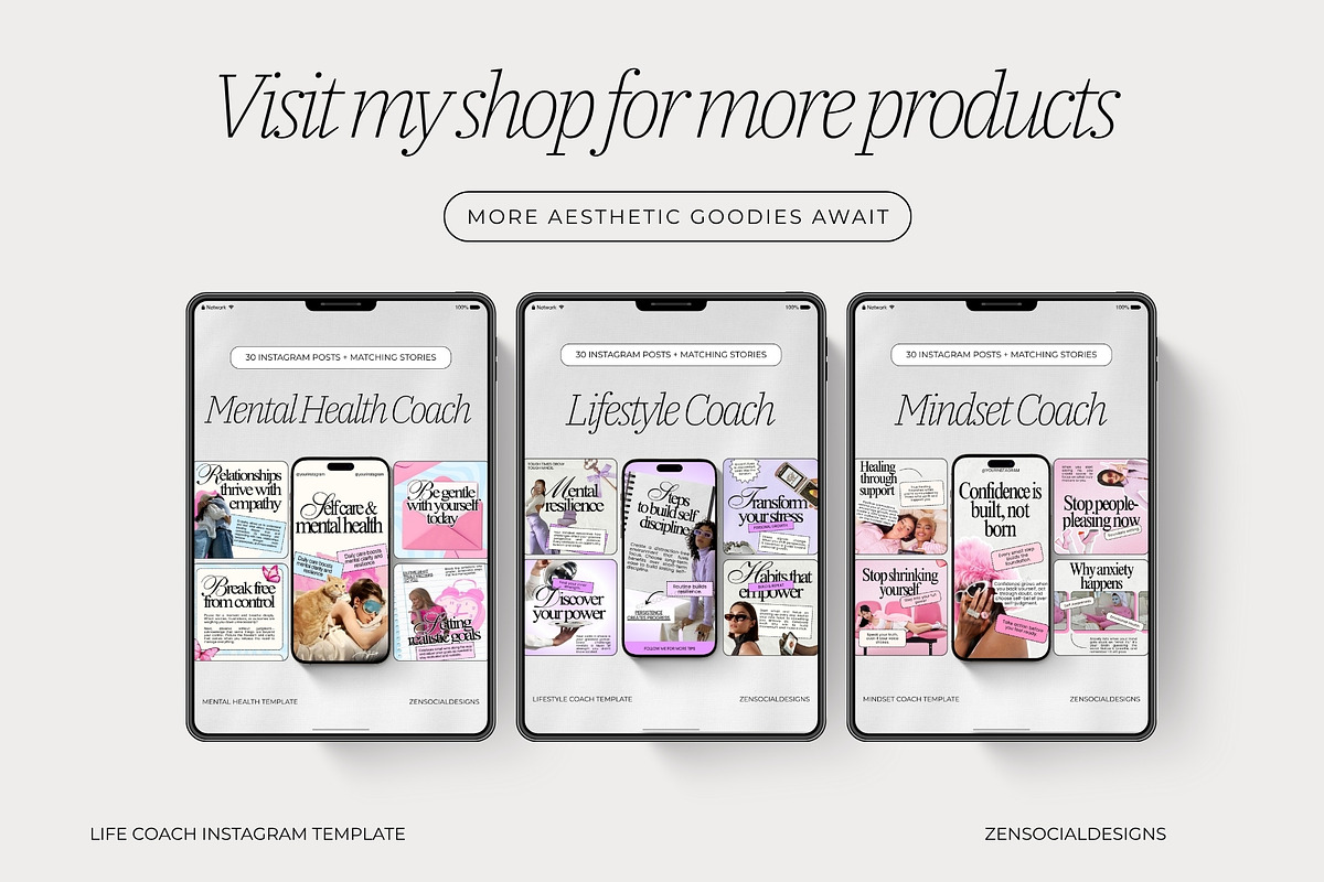 Life Coach Instagram Templates, a Social Media Template by ZenSocialDesigns (Photo 9 of 9)