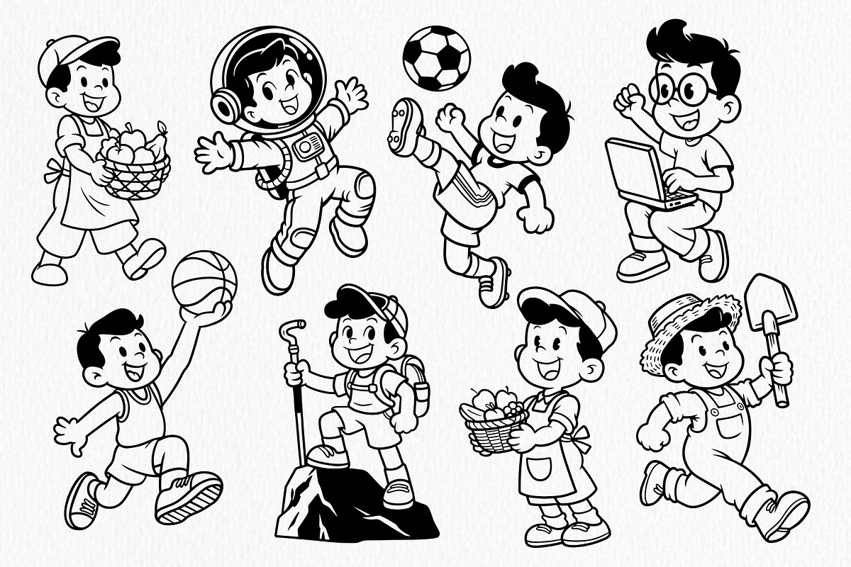 Kids Activities Line Art, a Person Illustration by Tekuni (Photo 5 of 7)