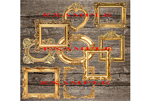 9 Golden Frames Transparent PNG