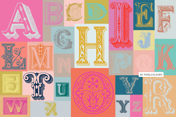 Antique Ornaments Alphabet Font preview 7