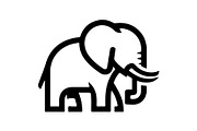 Elephant Vector Black Clipart Set, an Animal Illustration by balal (Thumbnail 10 of 11)