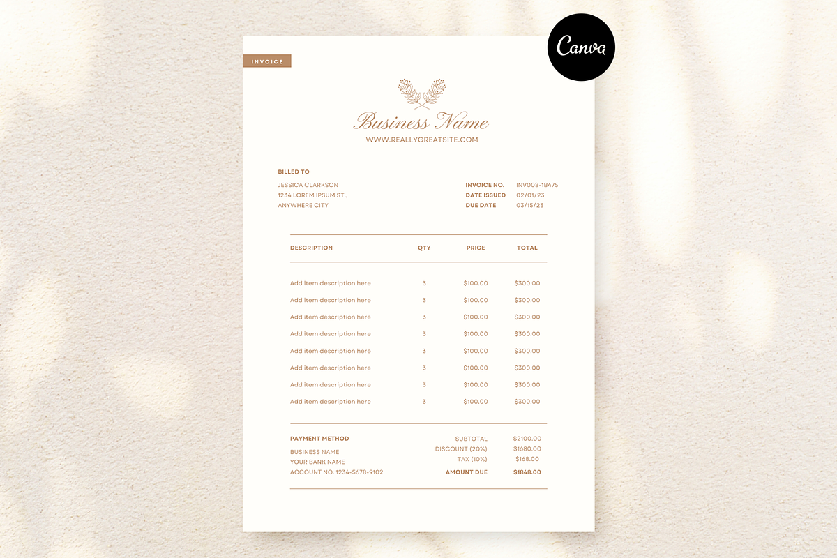 Minimalist Invoice Template, a Stationery Template by Creatif Foundry (Photo 1 of 5)