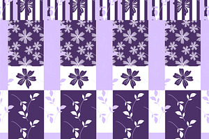 Patterned Purple Floral Stripes, a Pattern Graphic by Sharon Schwalbe