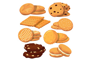 Different Cookies In Cartoon Style